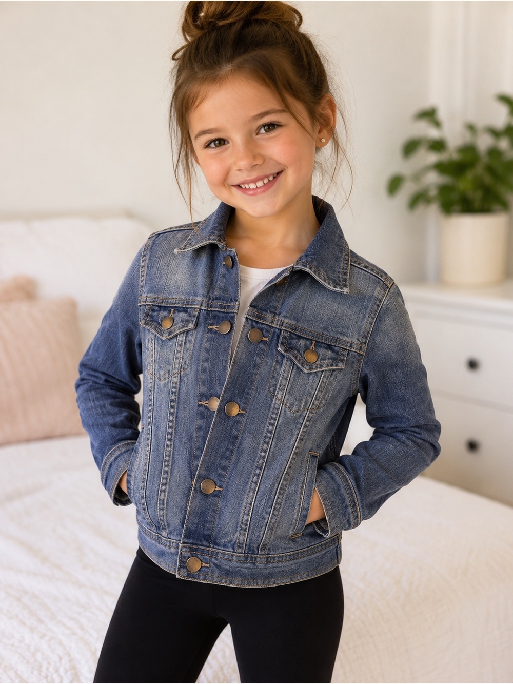 GapKids Light Wash Denim Jacket Girls Size 6 | Classic Trucker Jean Jacket